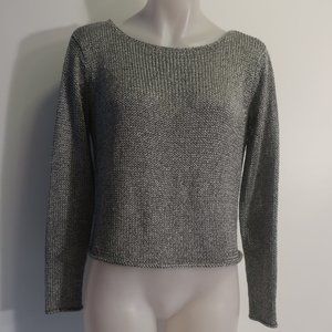 Womens Alice + Olivia Gunmetal Silver Open Knit Sweater XS *